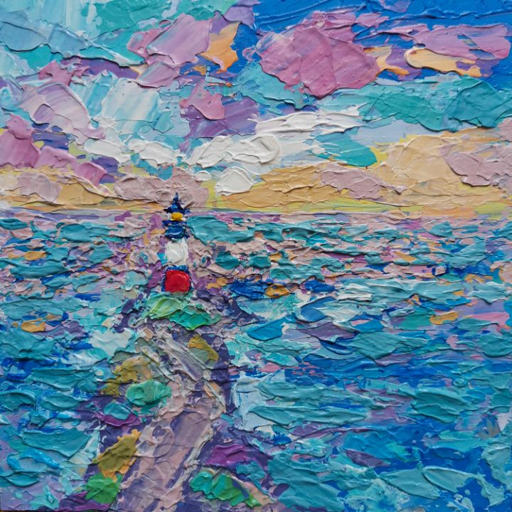 The lighthouse impasto the art - Good vibes