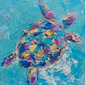 turtle painting impasto marine