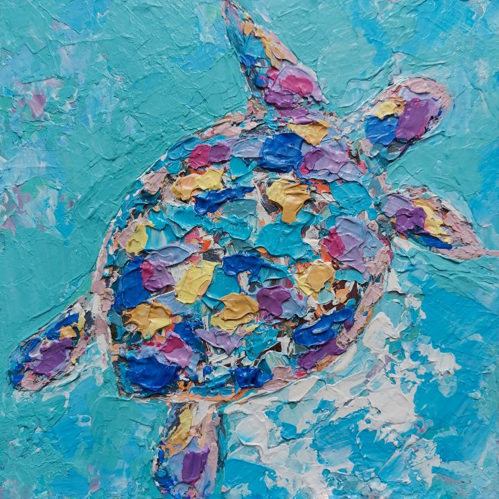 turtle painting impasto marine - Good vibes