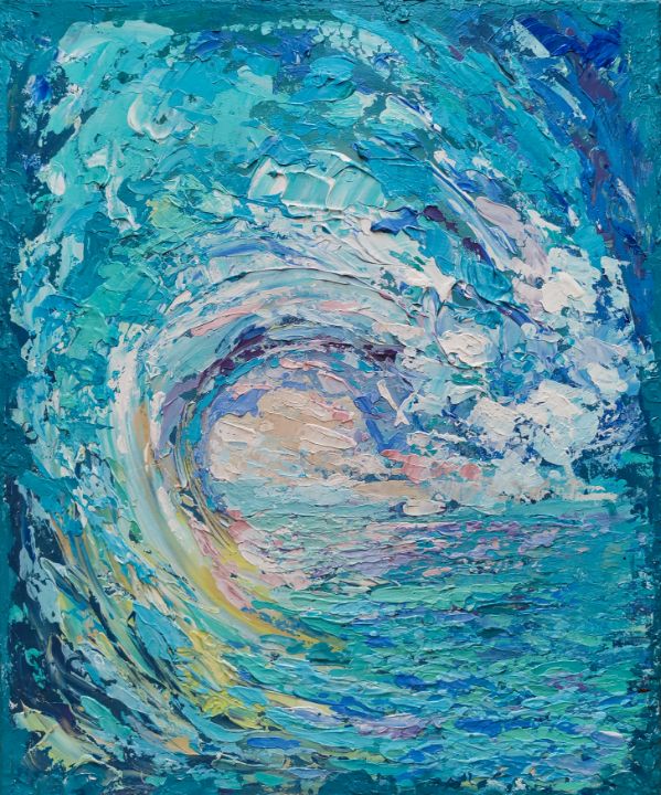 Hawaii stormy ocean wave visual art - Good vibes