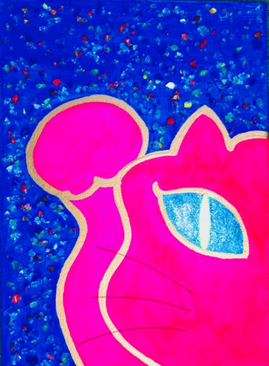 Pink beckoning Cat - Lucky Art  Hidelaki