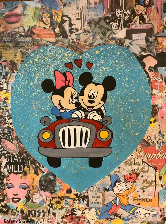 Mickey and minnie kissing, Mickey, Pop art drawing