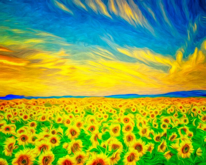 MODERN ART: Field of Sunflowers - Edmund Nagele F.R.P.S.
