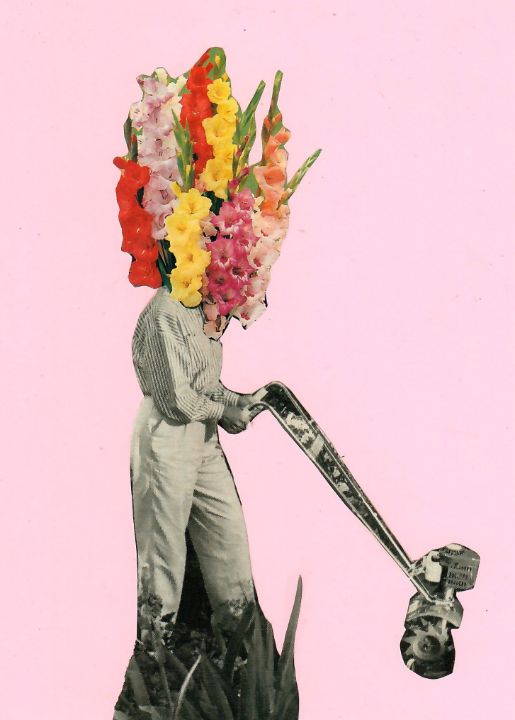 Lawn mower collage - Natalie Bradford Art