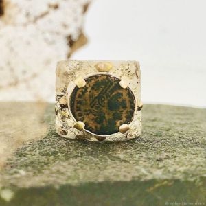 Antique face Wide silver ring