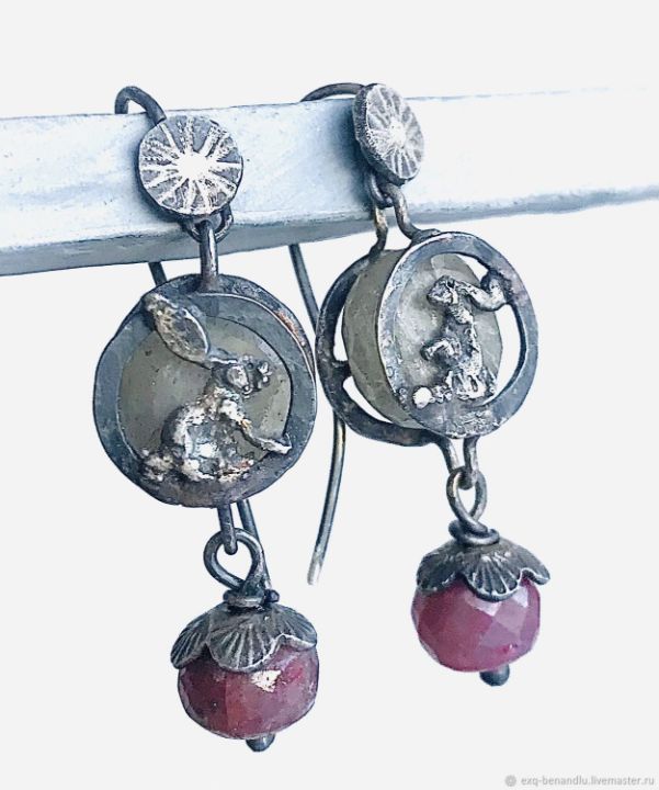 Earrings Lunar bunnies - BENANDLU Art - Evgenia Alexeeva - Jewelry