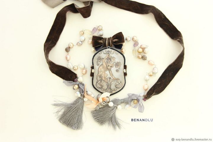 Monkey Alfraine Pendant-brooch - BENANDLU Art - Evgenia Alexeeva