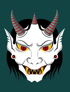 Demon Face Green Background