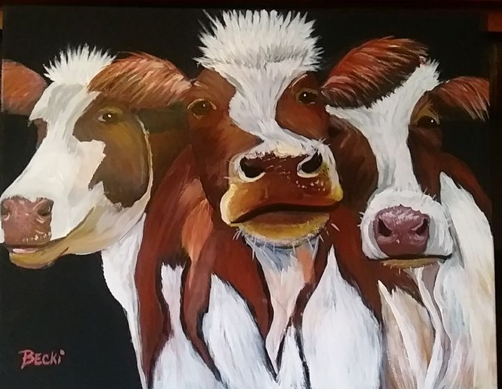 three cows painting