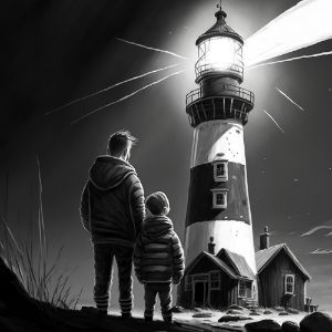 Father and Son, Light Tower painting - JJ studios