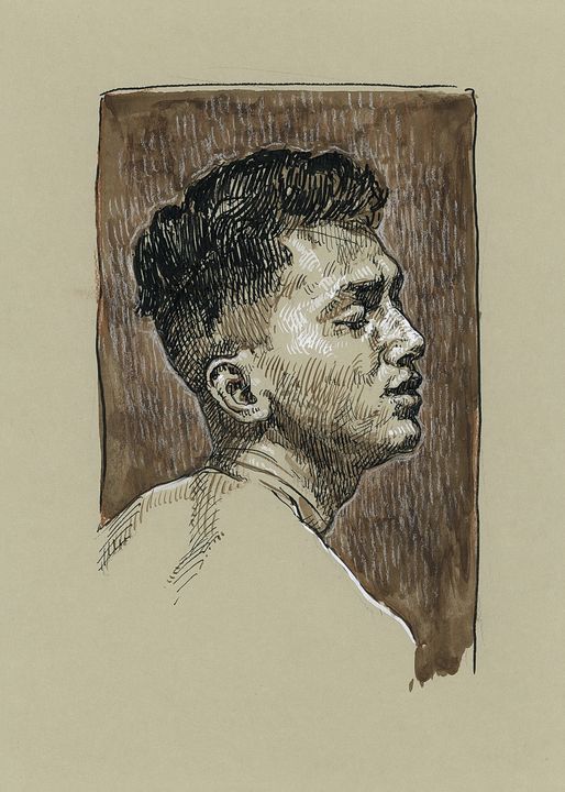 Man portrait. Pen and ink drawing - KatarzynaGagol