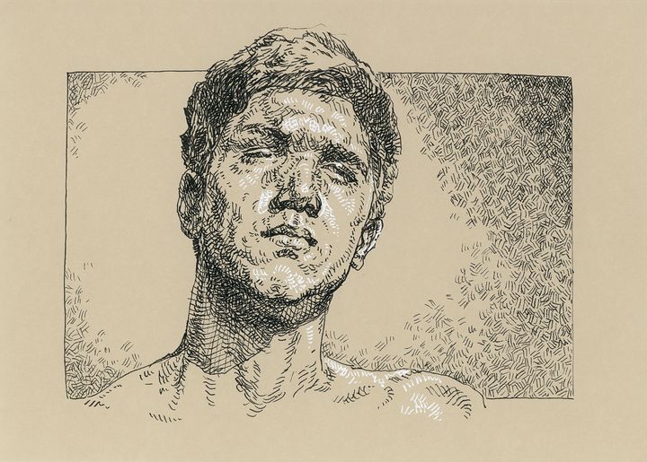 Handsome man portrait. Ink drawing - KatarzynaGagol