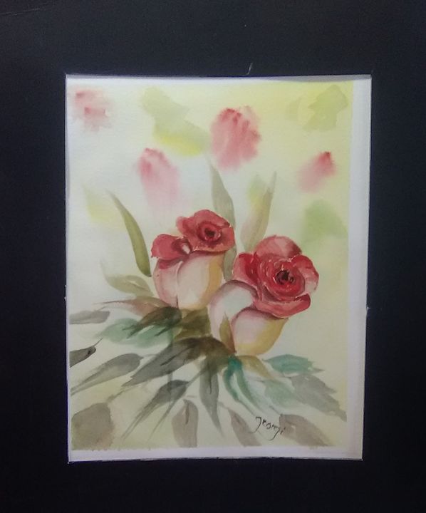 Original Watercolor Painting 11x14 Red Rose Original Art
