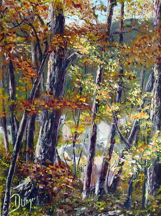 Colourful autumn trees ,oil paint. - ARTISTICAA - Paintings & Prints,  Landscapes & Nature, Forests, Boreal & Temperate - ArtPal