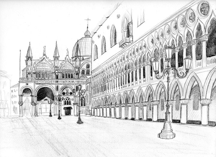Drawing sketch venice italy Royalty Free Vector Image