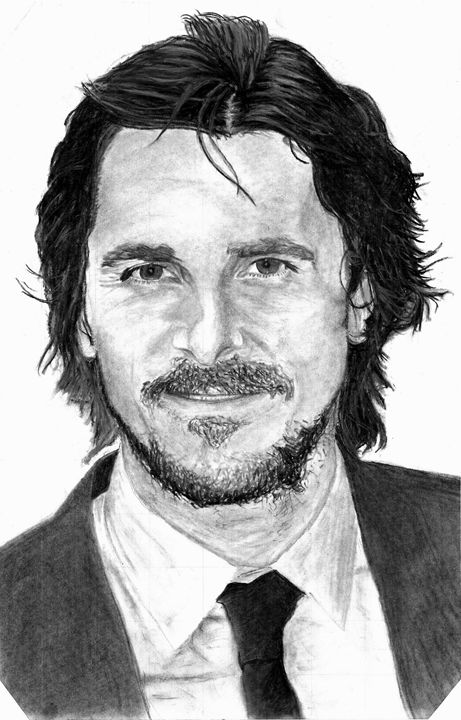 Poor Christian Bale Black Portrait pen Drawing, an art card by hamed kazemi  - INPRNT