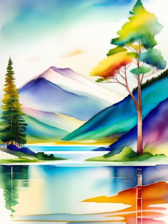 Lake reflecting trees cat 1110 digital esoteric art digital art