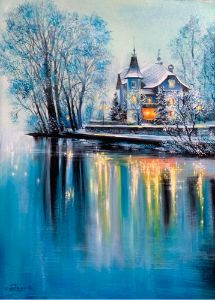 絵画 Winter  in pastel 絵画 Winter in pastel Painting a Winter Landscape in Pastel