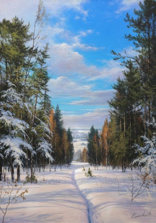 Snow-covered path - Viktar Yushkevich Yuvart - Paintings & Prints ...