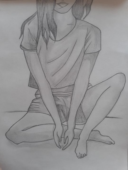 Beautiful Girl Reading Book Pencil Sketch · Creative Fabrica