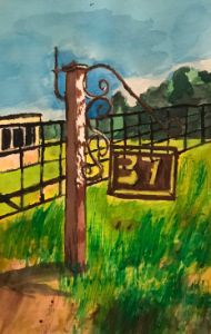 Gate post at Ashers Farm Sanctuary