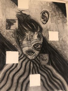 Abstract, pencil charcoal drawing