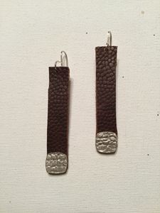 Pebbled Leather & Fine Silver Earrin