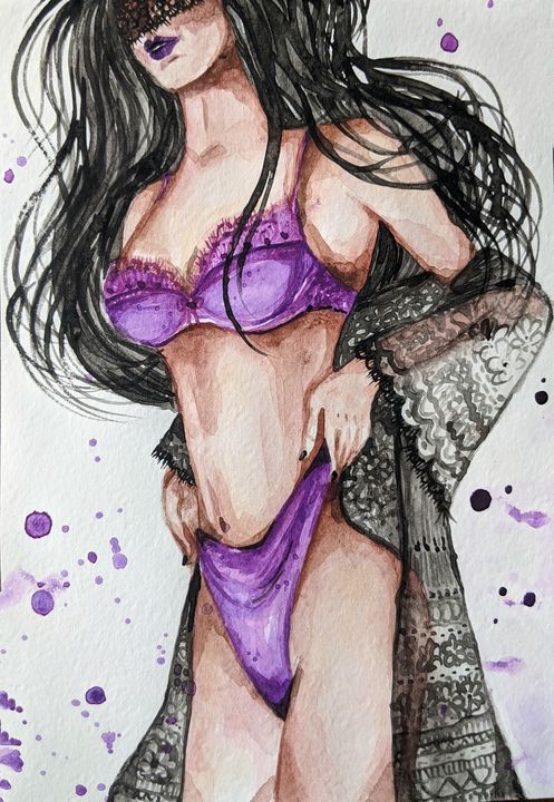 A girl in sexy lingerie - Lippostcard - Paintings & Prints, People &  Figures, Female Form, Lingerie - ArtPal