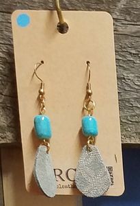 Turquoise and Leather Earrings