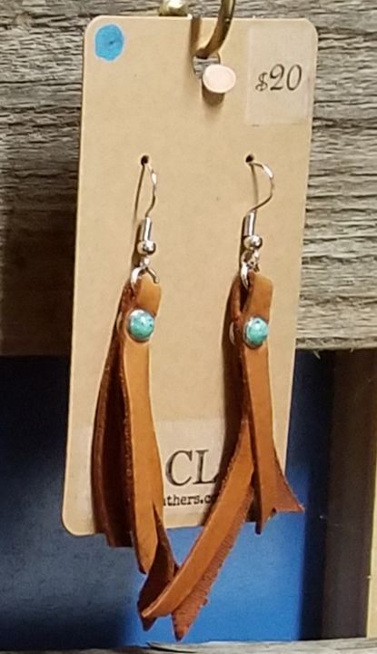 Turquoise and Leather Earrings - RCLeathers