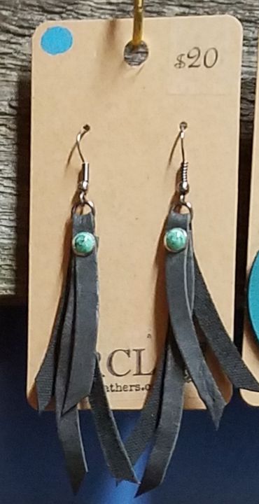 Turquoise and Leather Earrings - RCLeathers