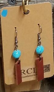 Turquoise and Leather Earrings