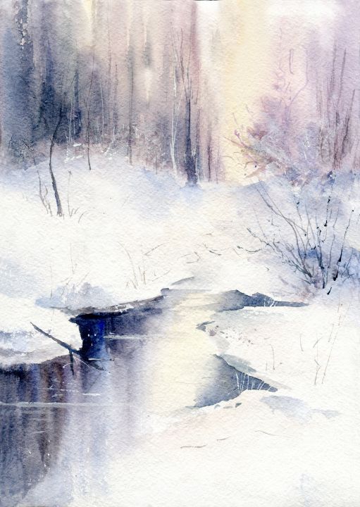 Winter landscape - NadezzzdaArt - Paintings & Prints, Landscapes ...