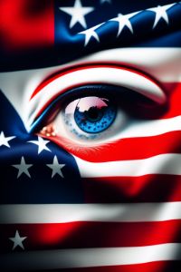 American flag eyes staring