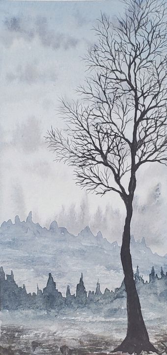 Forest scene watercolor artwork - Strokes in time