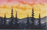 Watercolor forest landscape