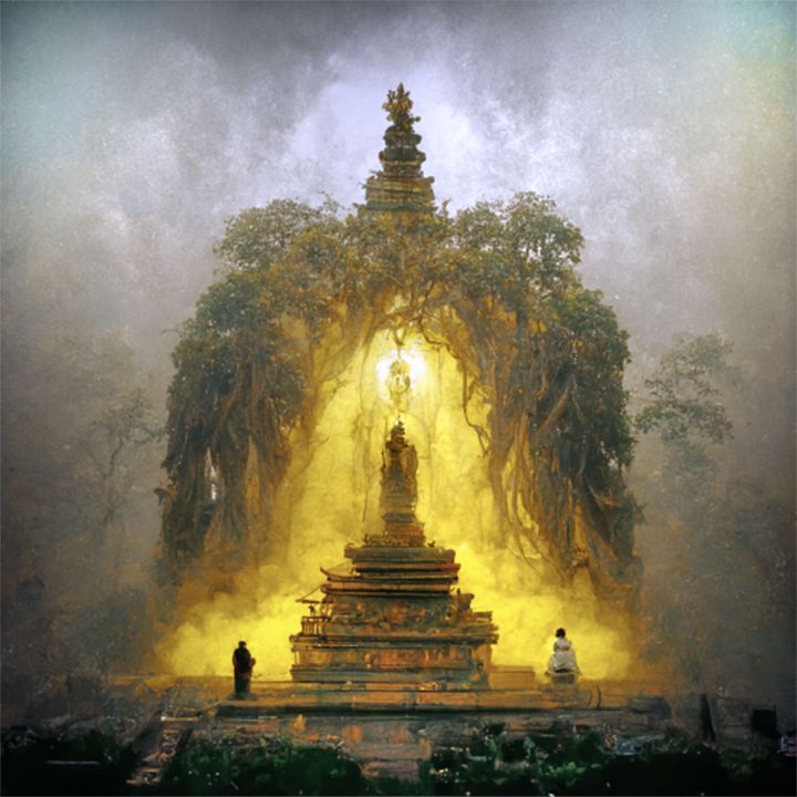 Misty Morning Jungle Hindu Temple 2 - Web Seed Designs