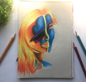 Coloured pencil people drawings