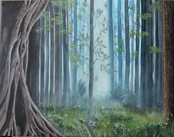 Misty Forest Sheethal Fine Arts Paintings Prints Landscapes Nature Other Landscapes Nature Artpal