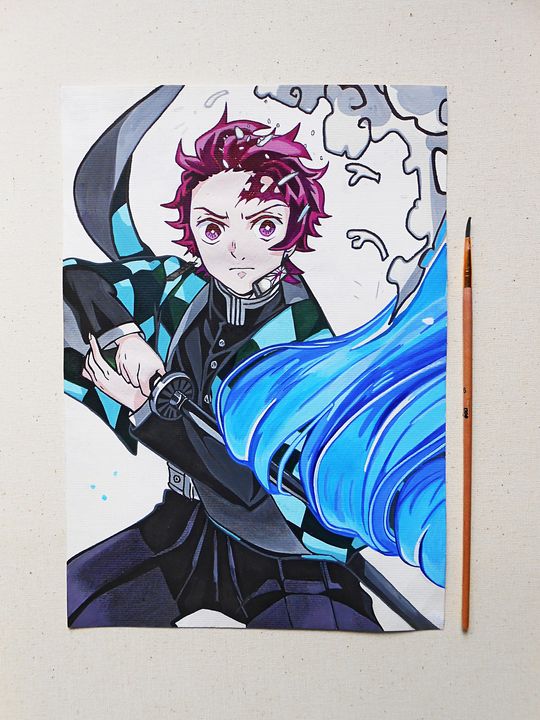 Tanjirou Kamado Kimetsu No Yaiba My Art Dimension Paintings Prints Entertainment Television Anime Artpal