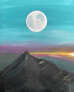 Moonlit Mountain - Acrylics on 8x10” Canvas