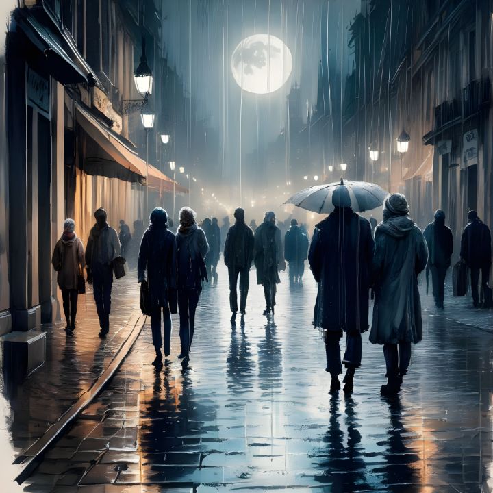 Rainy Night in the City - Artistry Haven - Paintings & Prints, People ...