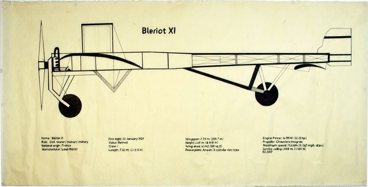 Vintage airplane drawing  paper - Ikovleva art