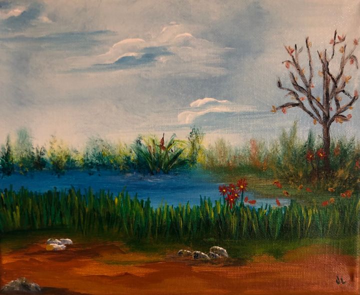 Escape - Rustics Paintings by Julee - Paintings & Prints, Landscapes &  Nature, Lakes & Ponds - ArtPal