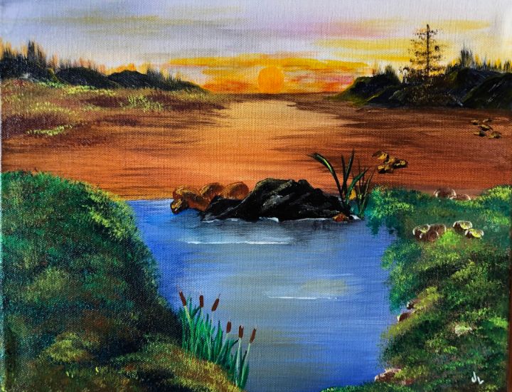 Escape - Rustics Paintings by Julee - Paintings & Prints, Landscapes &  Nature, Lakes & Ponds - ArtPal