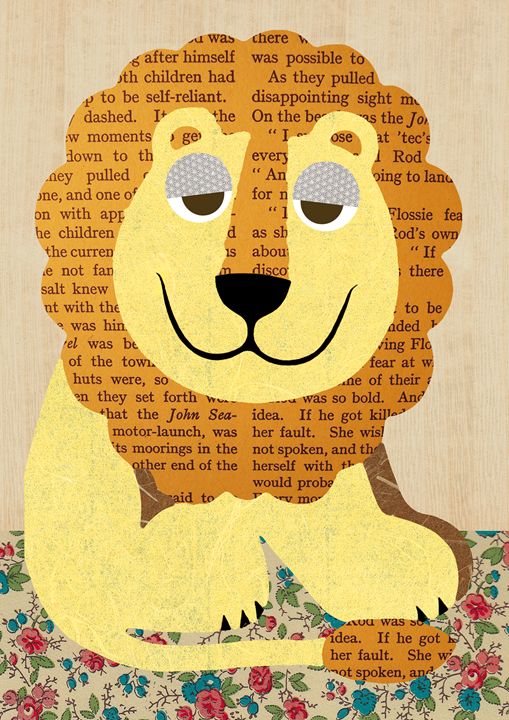 lion collage art