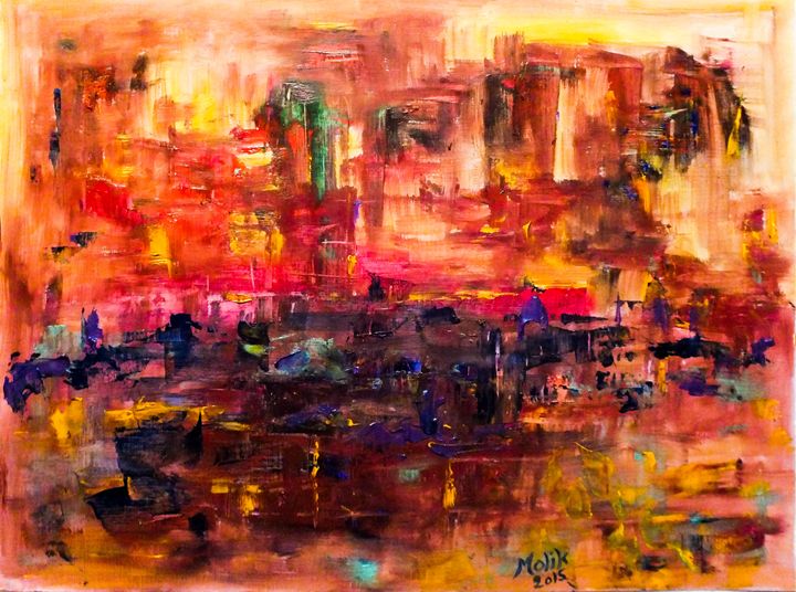 Image result for urban sunset paintings