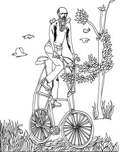 Chris Hoppe on bike with doves - Shoshanah's Art