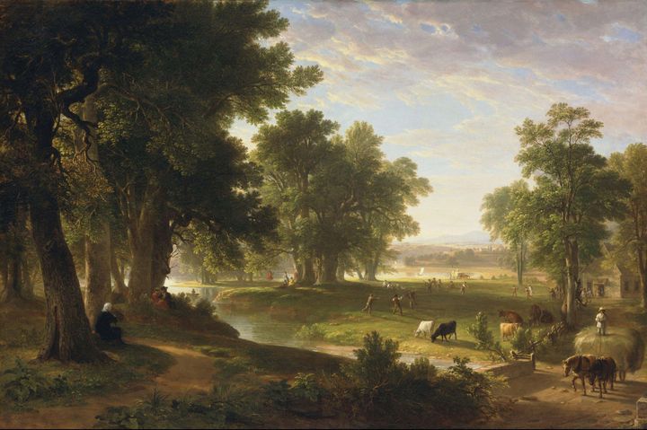 Asher Brown Durand~An Old Man's Remi - Old master image