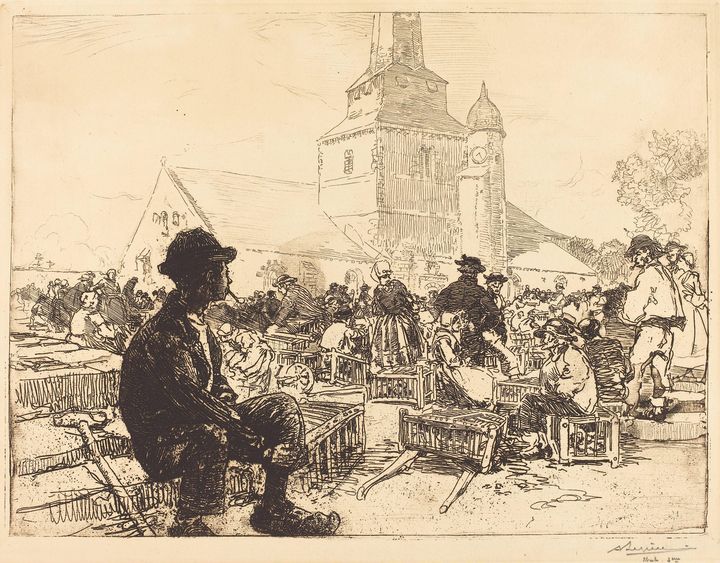 Auguste-Louis Lepère~Poultry Market - Old master image